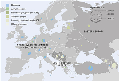 UNHCR 2015 Europe regional operations map