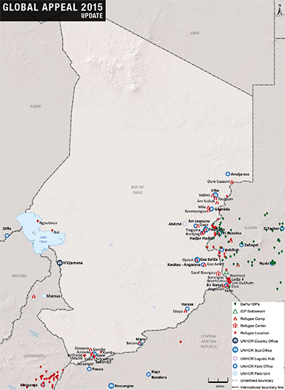 UNHCR 2015 Chad country operations map