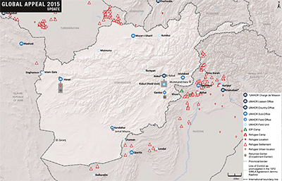 UNHCR 2015 Afghanistan country operations map