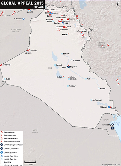 UNHCR 2015 Iraq country operations map