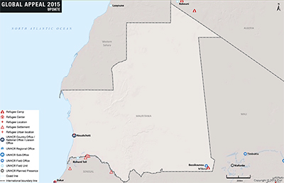 UNHCR 2015 Mauritania country operations map