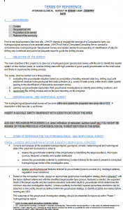 TOR Hydrogeological Surveying Template