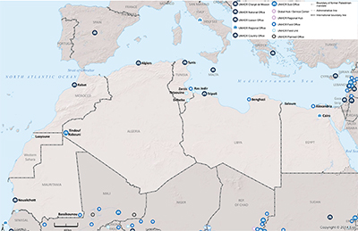 UNHCR 2015 North Africa subregional operations map