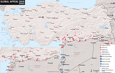 UNHCR 2015 Turkey country operations map