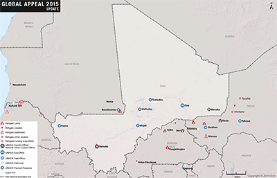 UNHCR 2015 Mali country operations map
