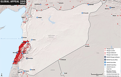 UNHCR 2015 Syria country operations map