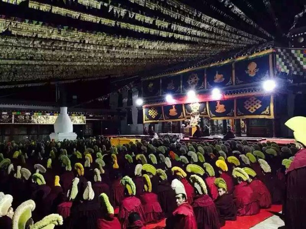 Tibetan monks attend the annual Jang Gunchoe teachings in Golog prefecture, Qinghai, Sept. 25, 2015.