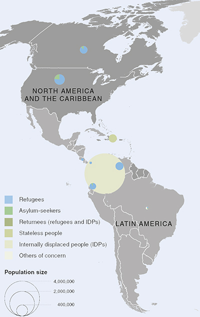 UNHCR 2015 Americas regional operations map