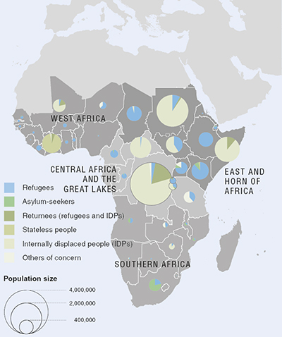 UNHCR 2015 Africa regional operations map