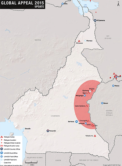 UNHCR 2015 Cameroon country operations map