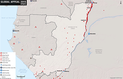 UNHCR 2015 Congo country operations map