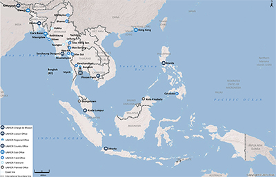 UNHCR 2015 South-East Asia subregional operations map