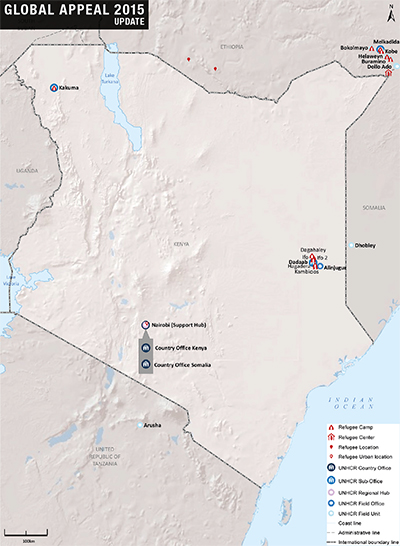 UNHCR 2015 Kenya country operations map