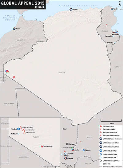 UNHCR 2015 Algeria country operations map
