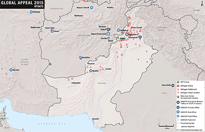 UNHCR 2015 Pakistan country operations map