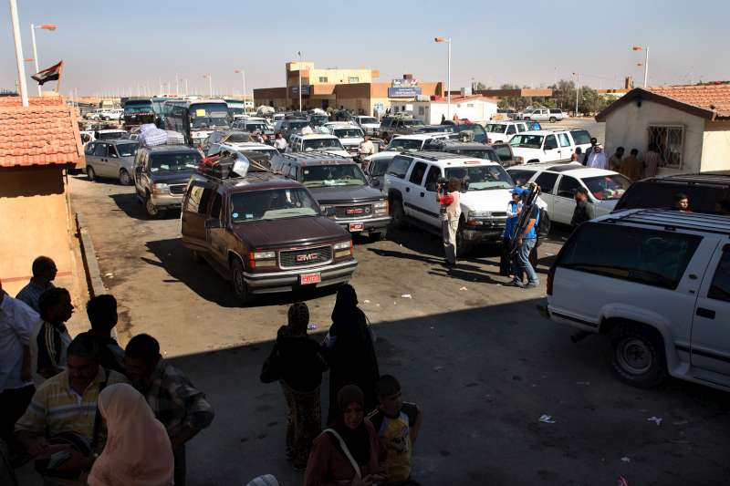 The crowded Al Tanf border crossing between Syria and Iraq.