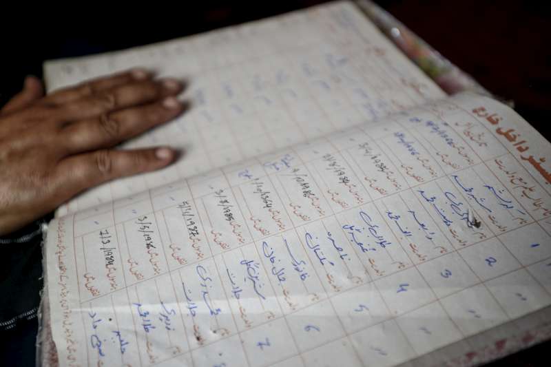 Asifi skims through her meticulous school register of the past twenty years; to date more than one thousand girls have completed their studies through to the eighth grade with her. 