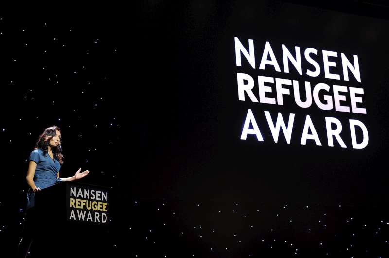 Euronews Presenter, Isabelle Kumar, presides over the Nansen Refugee Award ceremony in Geneva, Switzerland