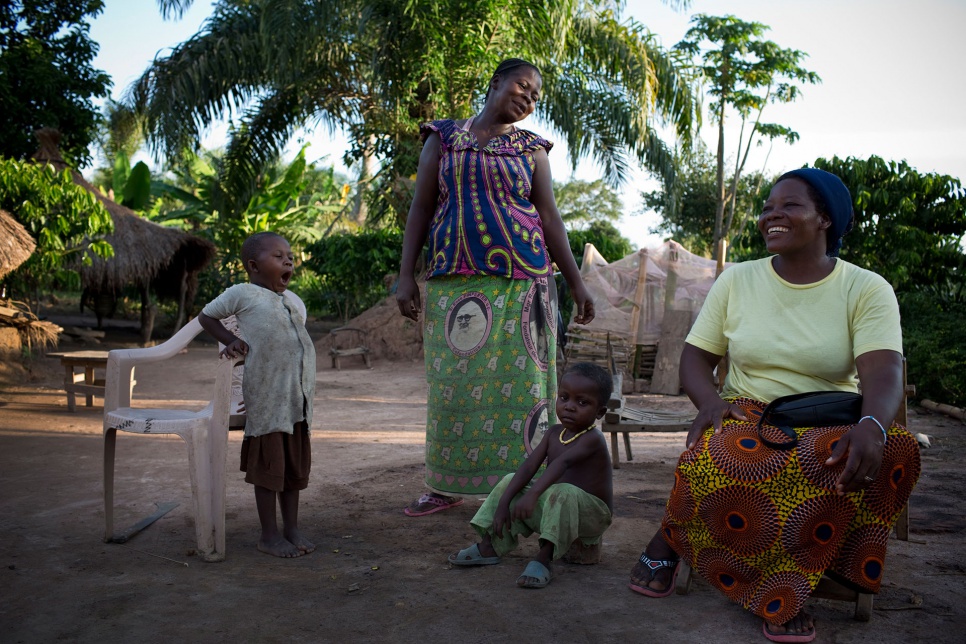 Sister Angélique (right) visits Pascaline at her home in Dungu, in eastern Democratic Republic of the Congo.