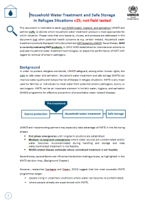 Household Water Treatment and Safe Storage in Refugee Situations (UNHCR, 2015)