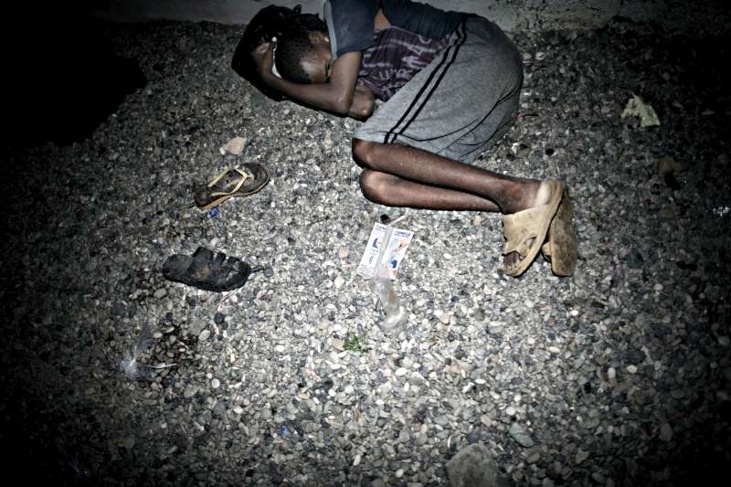 One of a group of 38 newly-arrived refugees and migrants on a beach close to Hosaisha, Yemen.    