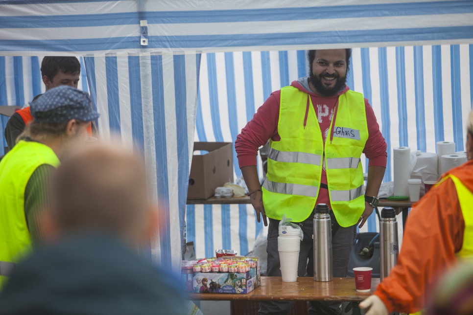 Ghais, a Syrian refugee who made his way to Europe last year, is now part of an army of volunteers from across Europe with an overwhelming desire to help.