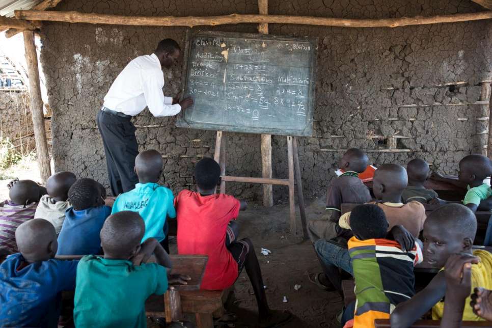 John Guor Dan Duote, head teacher of Saint Luke Primary School for the Nyumanzi Refugee Settlement. 154,000 South Sudanese refugees have fled into Northern Uganda since the 15 December 2013.