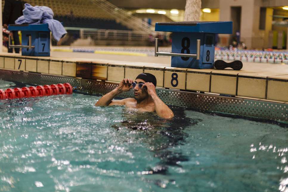 Ibrahim swims three days each week with ALMA, a Greek non-profit organization for athletes with disabilities. 