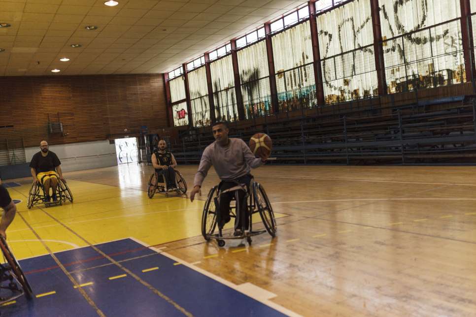 Ibrahim is part of a wheelchair basketball team that meets five times a week and plays throughout the country.