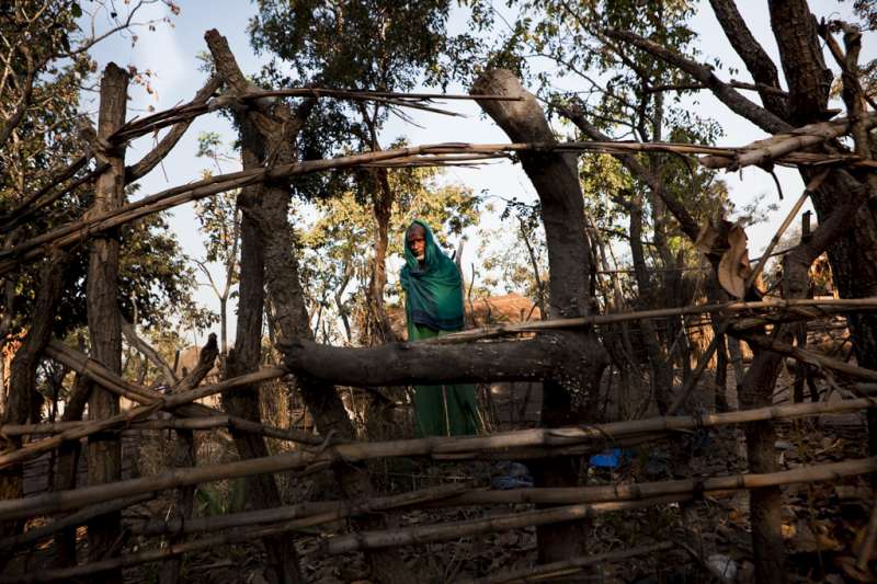 Des réfugiés de l'ethnie peule de la République centrafricaine continuent d'arriver régulièrement dans le camp de Dosseye, au sud du Tchad. Quelques jours après leur arrivée, ils commencent à construire des abris permanents.