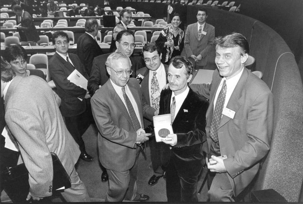1998 - Mustafa Dzhemilev, received the Nansen Medal in recognition of his outstanding efforts to help Crimean Tartars reintegrate in their native Ukraine. As President of the Association of Crimean Tartars and a member of the Ukrainian parliament, Dzhemilev worked tirelessly with UNHCR to help tens of thousands of Tartars recover their Ukrainian citizenship and their basic rights.