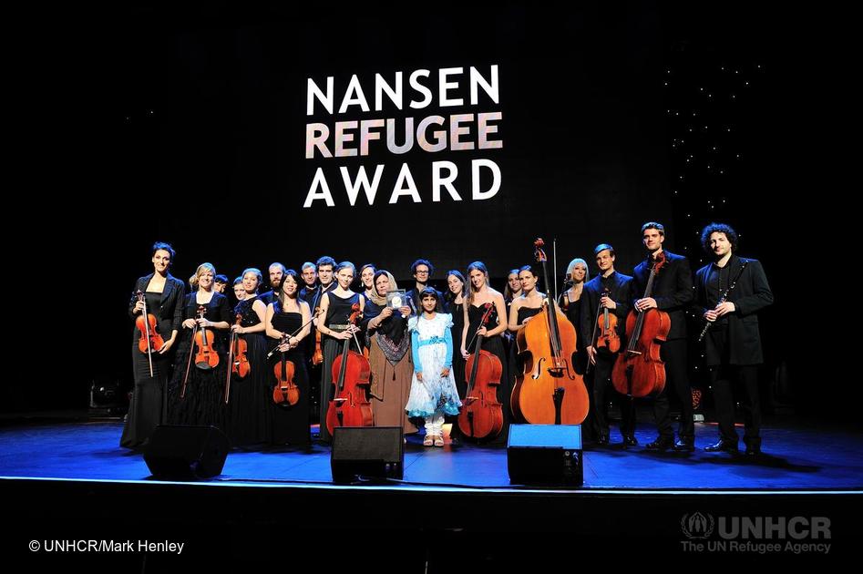 The orchestra which performed at the 2015 Nansen Refugee Award ceremony in Bâtiment des Forces Motrices, Geneva.