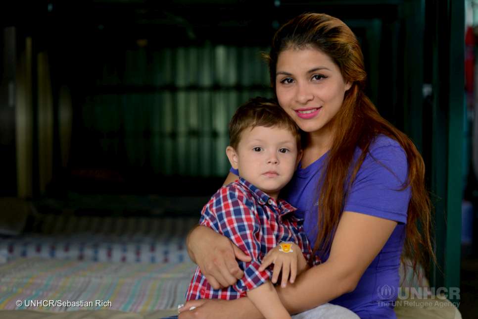 Ada and her 3-year-old son Brian are being sheltered in Mexico with the support of UNHCR.