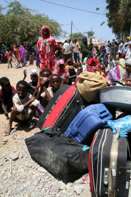 In Djibouti city, large numbers of refugees jam offices of the government department charged with the registration of asylum seekers.