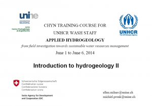 Introduction to Hydrology Course (Université de Neuchâtel, SDC, UNHCR)