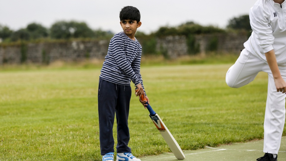 Younger children learn the basics of the game at Carlow Cricket Club. 