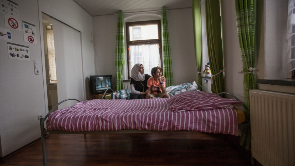 Layali and her son, Riyad, arrived in Germany in mid-December. They now live in this small apartment in the German town of Thalheim.