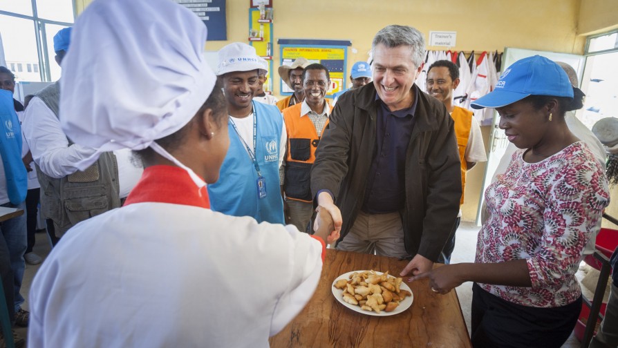 Visit to the Norwegian Refugee Council's Livelihoods Programme-Youth and Education Pack. ; Mr. Filippo Grandi, UNHCR High Commissioner for Refugees today visited the Hitsats refugee camp and operations for the Eritrean refugees.