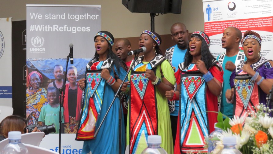 Multi Grammy Award winning Soweto Gospel Choir performed during the 2016 World Refugee Day event organised by the Department of Home Affairs and UNHCR in cooperation with local NGOs. ; Soweto Gospel Choir performed for free at 2016 WRD event organised by the Department of Home Affairs and UNHCR in cooperation with local NGOs. Event was attended by refugees and asylum-seekers in South Africa. Speakers included Minister of Home Affairs, UNHCR Regional Representative, a civil society representative and refugees from East and West Africa. Soweto Gospel Choir won Grammies for the best traditional world music album in 2007 and 2008 respectively.
