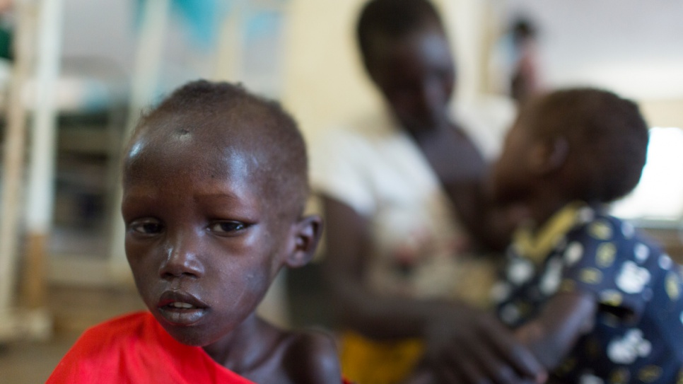 Alimerina Nauro, 4, a refugee from South Sudan, has been diagnosed with severe acute malnutrition at Kakuma camp in Kenya.