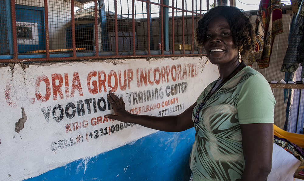 Liberia. Irene named her training centre thanks to her late father