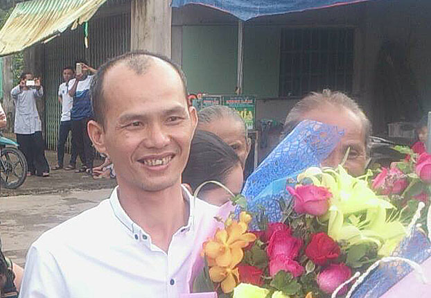 Nguyen Van Minh is shown following his release from prison on Aug. 11, 2016.