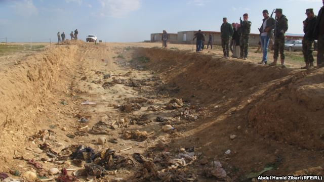 Remains of about 27 other Yazidis were found in a bloodstained pit in the Sinjar area, further south, on February 1.