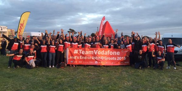 A group photo of Team Vodafone that biked for the Vodafone Foundation.