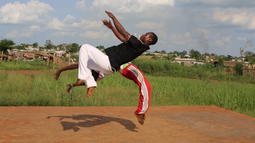 Capoeira players train in Mole refugee camp, in the far north of the Democratic Republic of the Congo.