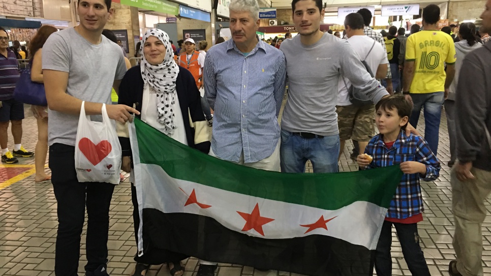A Syrian refugee family in Rio de Janeiro turn out to support the Refugee Olympic Team.