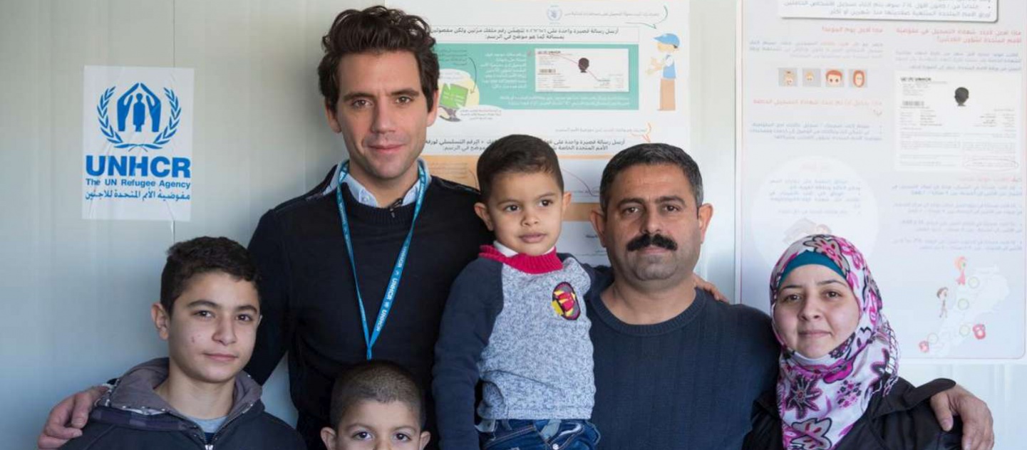 UNHCR High Profile Supporter Mika meets a Syrian refugee family due to be resettled in the UK. Mohammed (40), his wife Ahd (35) and 3 boys, Sleiman (14), Hamzah (10) and Omar (5).