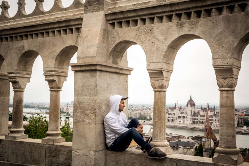 Mohamad looks out over the Hungarian capital from the Fisherman's Bastion.