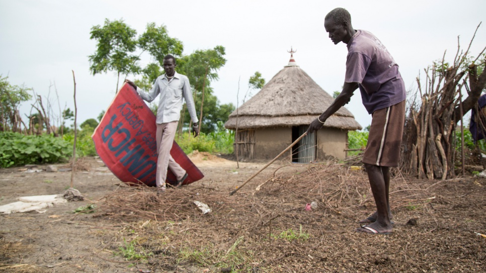 Gatluak Ruei Kon outside his shelter in Akobo, South Sudan. "Before the war, I used to have more than 100 cattle and a big farm," he remembers. "It is all what I had to provide for my family. Because of the war, all cattle is gone."