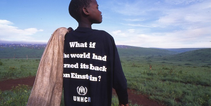 Tanzania / Rwandan refugee / Boy wearing an Einstein visibility t-shirt / Benaco camp / UNHCR / T. Bølstad / November 1994